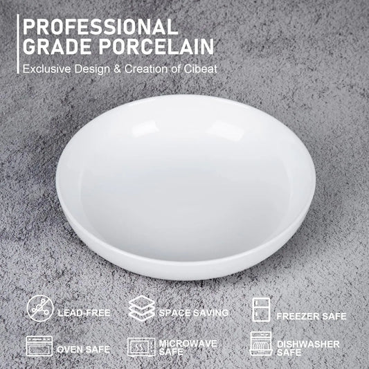 22oz Porcelain Pasta Bowl Set – 6-Pack Large Ceramic Serving Bowls | Wide Plates for Pasta, Salad & Soup | Dishwasher & Microwave Safe