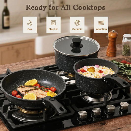 15PCS Non Stick Pots & Pans Set – Detachable Handle Induction Cookware Stackable