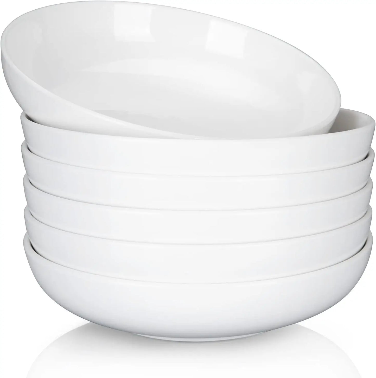 22oz Porcelain Pasta Bowl Set – 6-Pack Large Ceramic Serving Bowls | Wide Plates for Pasta, Salad & Soup | Dishwasher & Microwave Safe