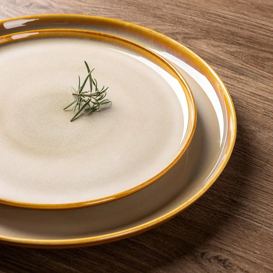 Ceramic Dinnerware Set for 6 – Handmade Reactive Glaze Plates & Bowls | Chip- & Scratch-Resistant Dishes for Modern Dining