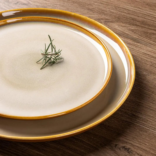 Ceramic Dinnerware Set for 6 – Handmade Reactive Glaze Plates & Bowls | Chip- & Scratch-Resistant Dishes for Modern Dining